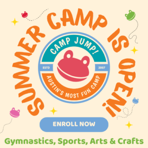 Announcement about open enrollment for Summer Camp 2026 at Jump Gymnastics